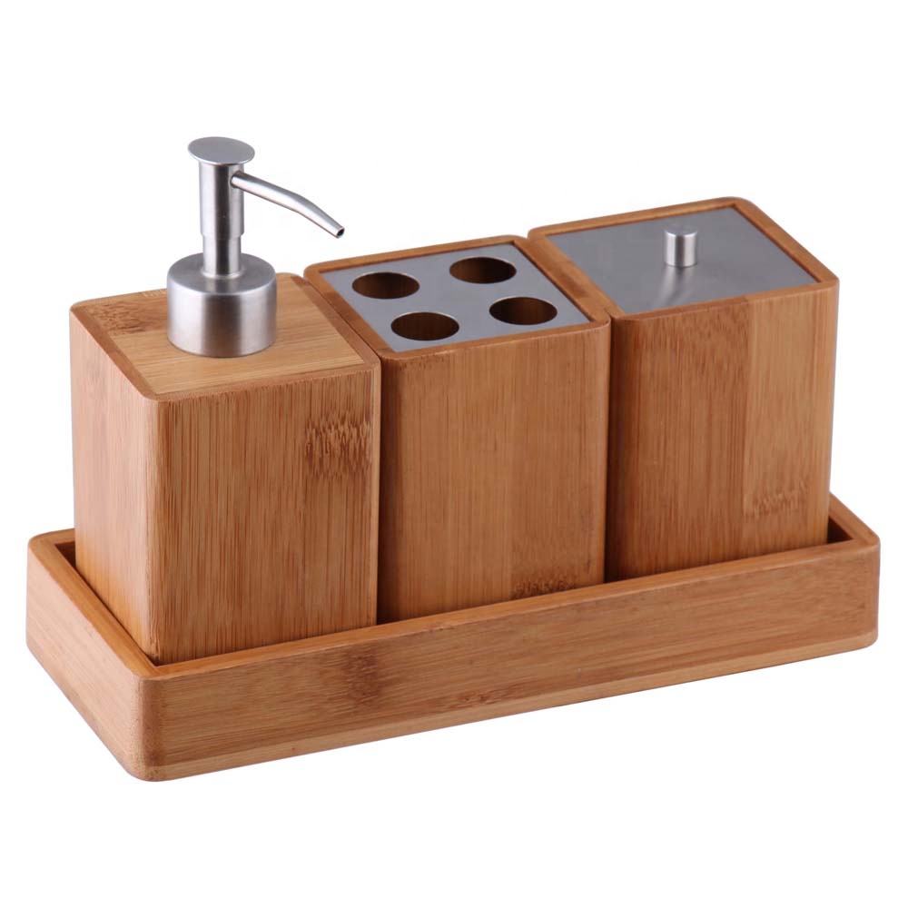 Bamboo Bathroom Essentials Accessory Set 