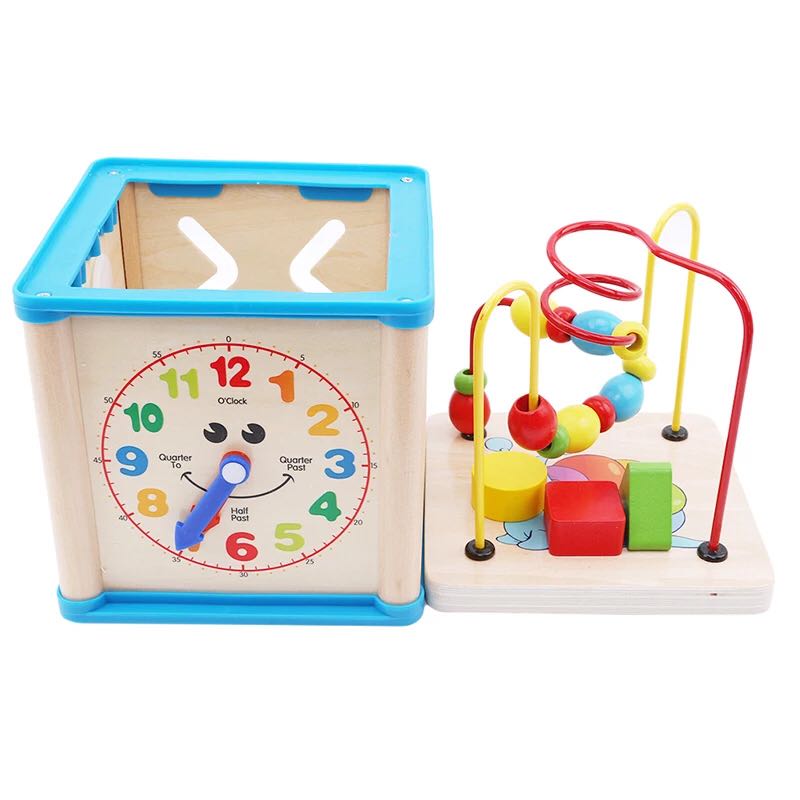  baby wooden activity cube toys