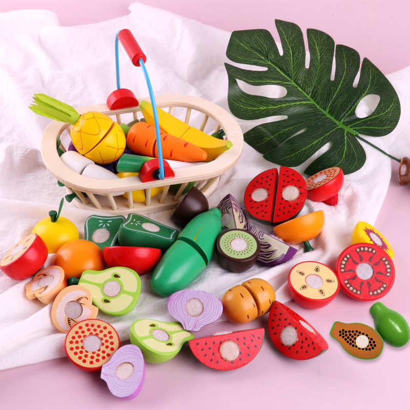 wooden Fruit Cutting Food Toys Kitchen Play Food Toys