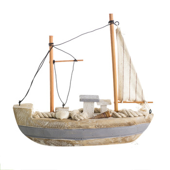 Handmade wood sailboat decoration 