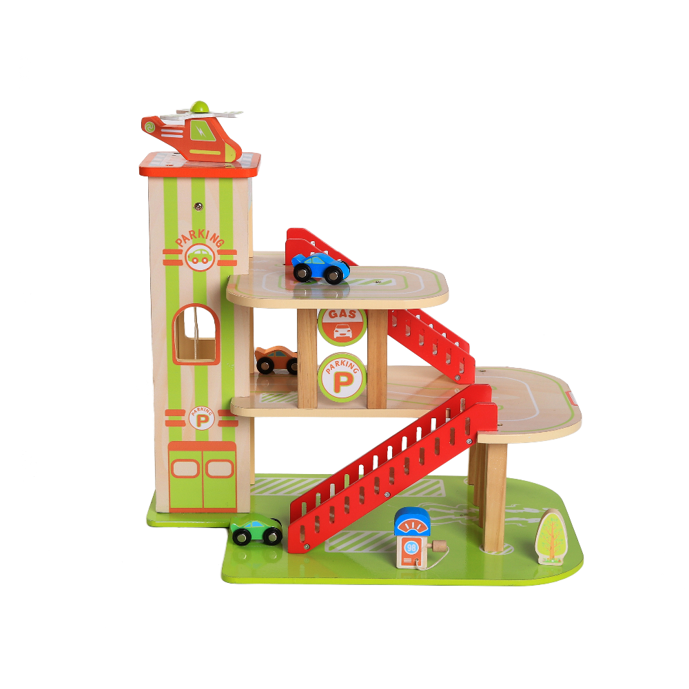 Cartoon Wooden Garage Parking Toys 