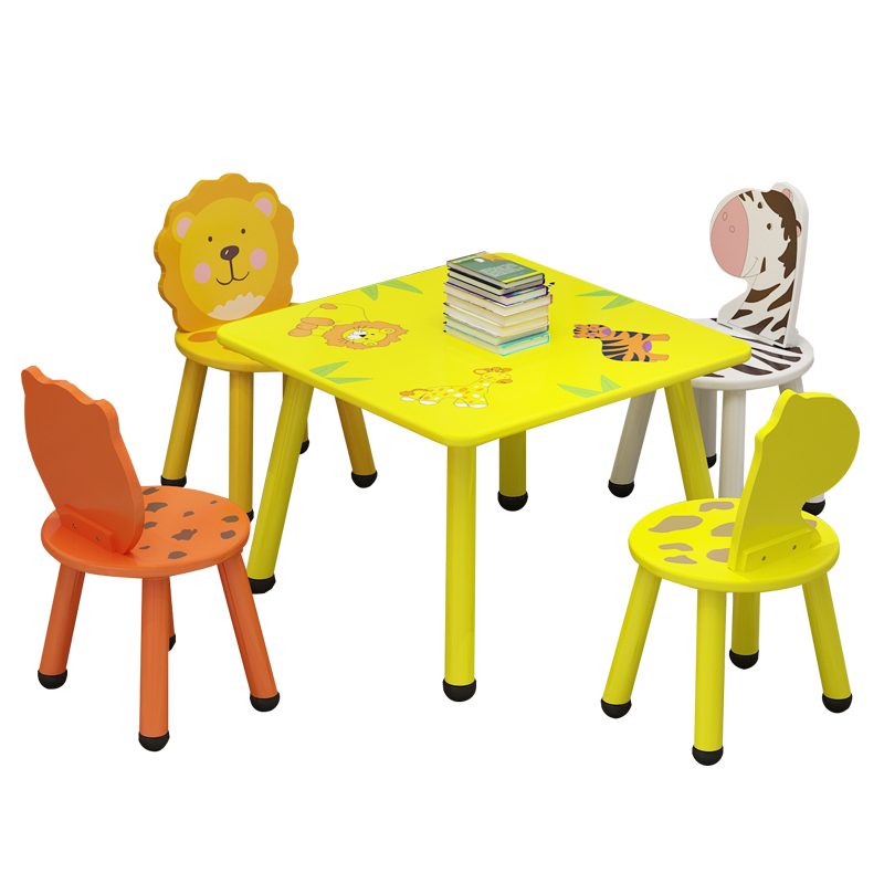 Wooden Kids cartoon study Table And Chair Set