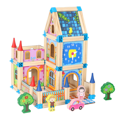 wooden building blocks castle toy