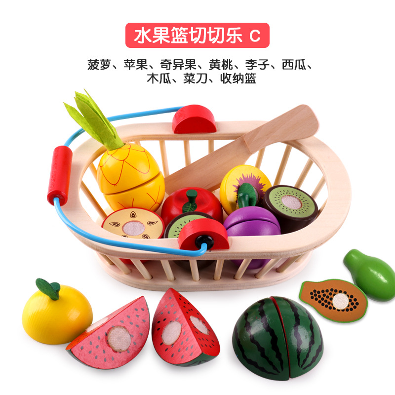 wooden Fruit Cutting Food Toys Kitchen Play Food Toys