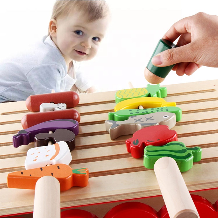 Wholesale Interesting Pretend Play Toy Set BBQ Wooden Cutting Vegetables Toy Barbecue for Children 