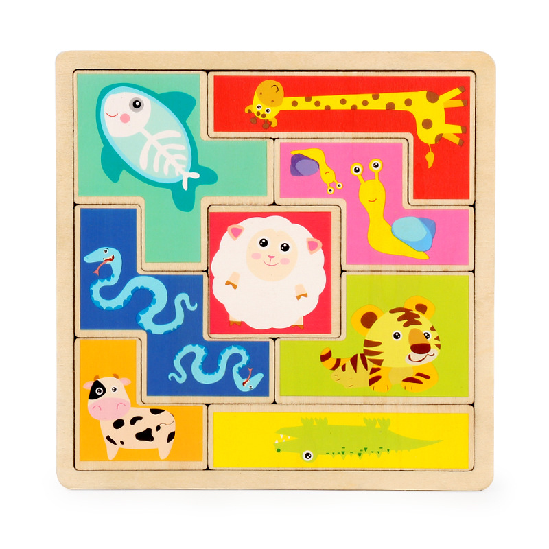 Wooden Kids Brain Animal Puzzle Board 