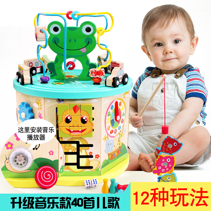 wooden busy zoo activity cube 