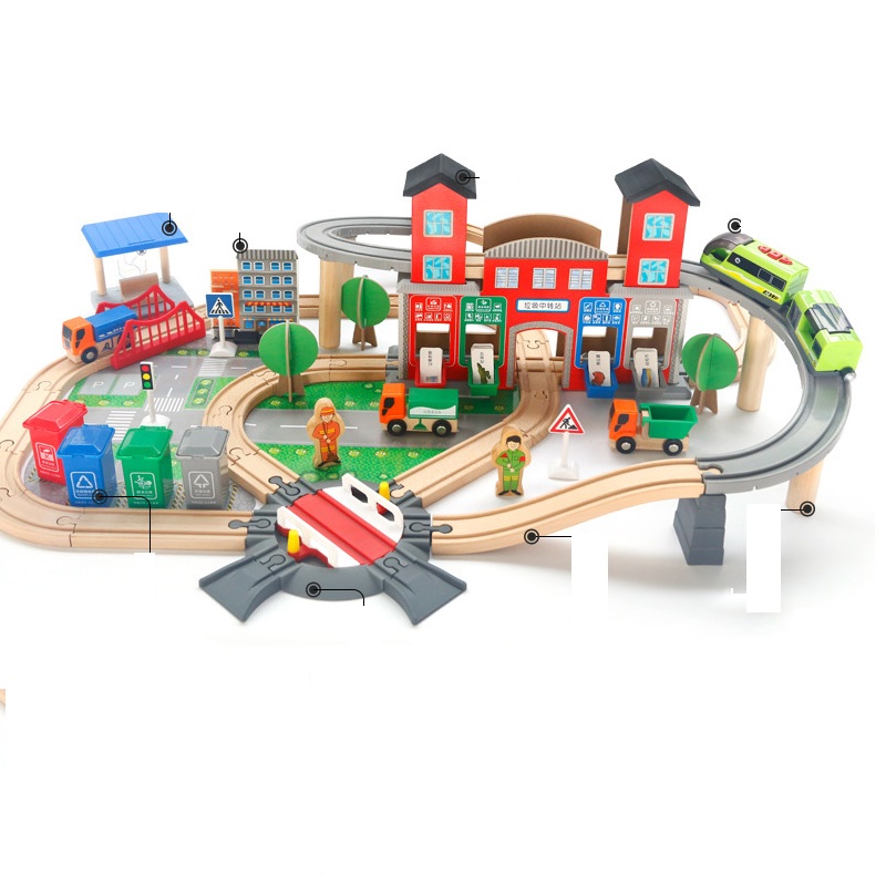 Wooden Train Set Track toys 