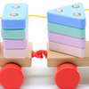 Wooden Stacking Geometry Blocks Train Toy 