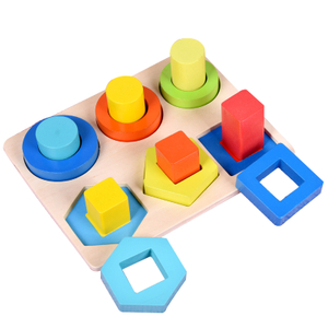 Wooden Educational Toys Preschool Teaching Game Geometric Shapes Puzzle 