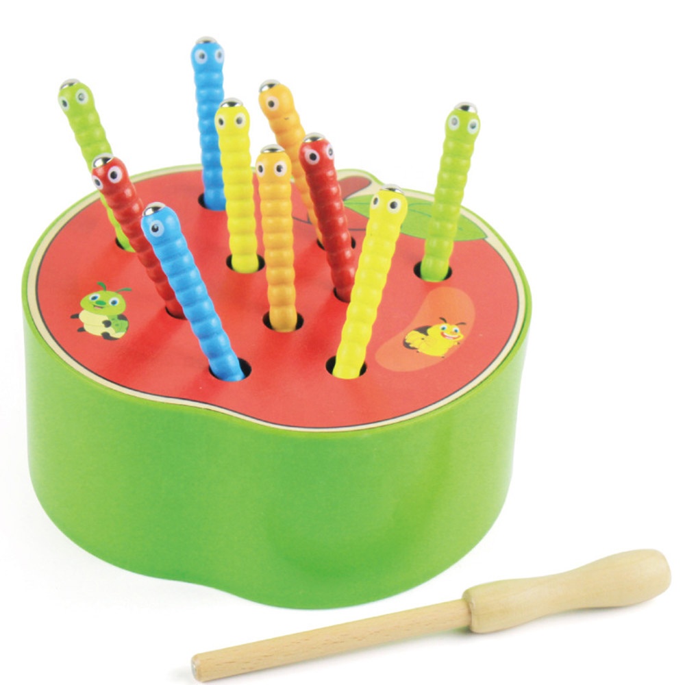  Magnetic Catching Worms Game Wood Toys