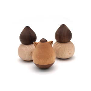Wooden Animal Figurine Tumbler Doll